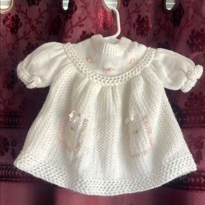 White Knit Carson Prairie Scott Baby Dress Size Small